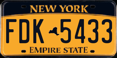 NY license plate FDK5433