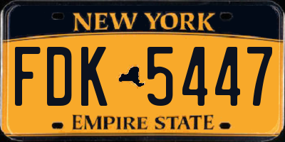 NY license plate FDK5447