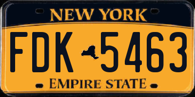 NY license plate FDK5463