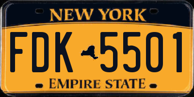 NY license plate FDK5501