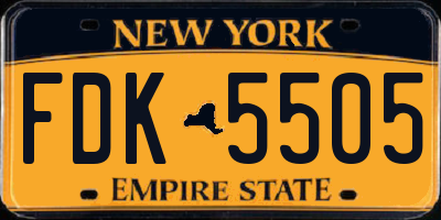 NY license plate FDK5505