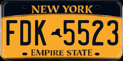 NY license plate FDK5523