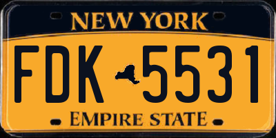 NY license plate FDK5531