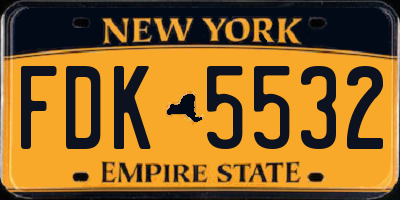 NY license plate FDK5532