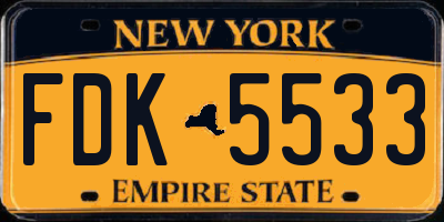 NY license plate FDK5533