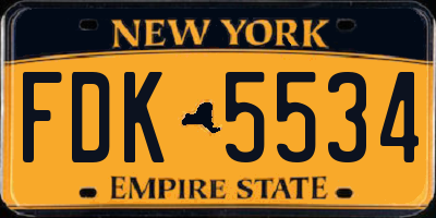 NY license plate FDK5534