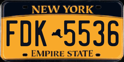NY license plate FDK5536