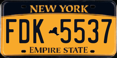 NY license plate FDK5537