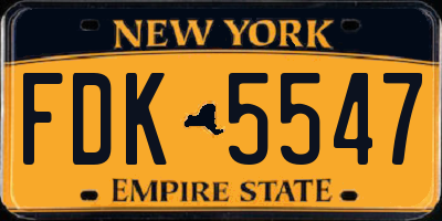 NY license plate FDK5547