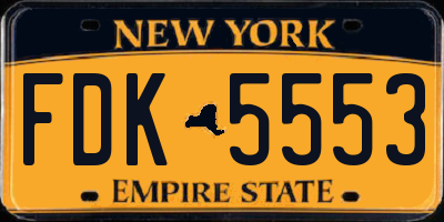 NY license plate FDK5553