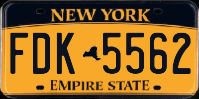 NY license plate FDK5562