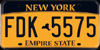 NY license plate FDK5575