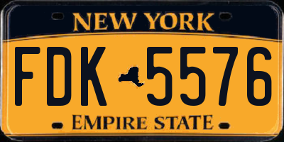 NY license plate FDK5576