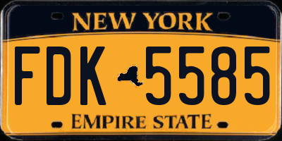 NY license plate FDK5585