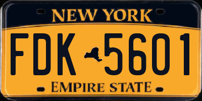NY license plate FDK5601