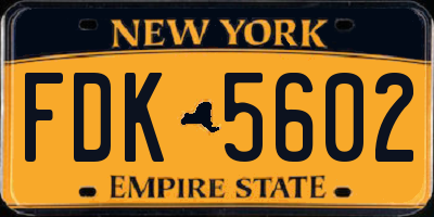 NY license plate FDK5602