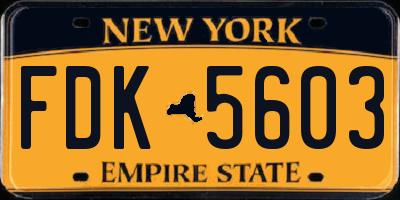 NY license plate FDK5603