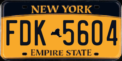 NY license plate FDK5604