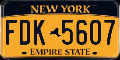 NY license plate FDK5607