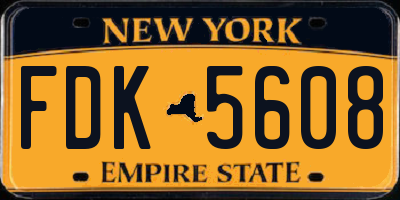 NY license plate FDK5608