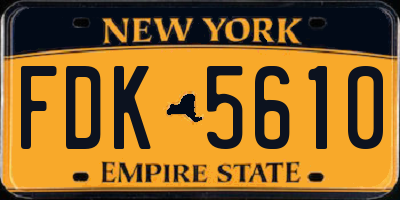 NY license plate FDK5610