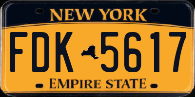 NY license plate FDK5617