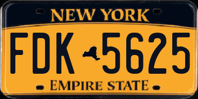NY license plate FDK5625
