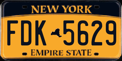 NY license plate FDK5629