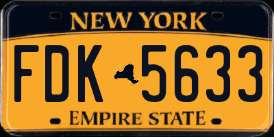 NY license plate FDK5633