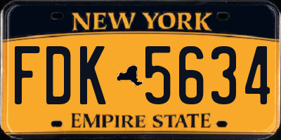 NY license plate FDK5634