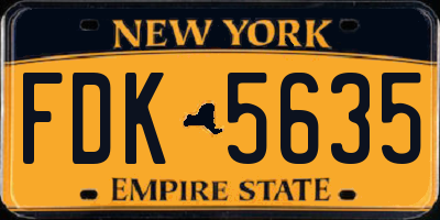 NY license plate FDK5635