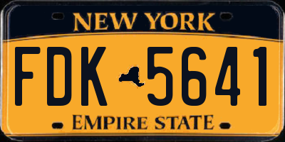 NY license plate FDK5641