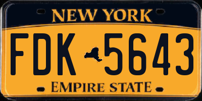 NY license plate FDK5643