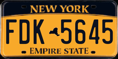 NY license plate FDK5645