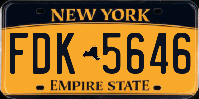 NY license plate FDK5646