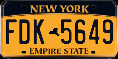 NY license plate FDK5649
