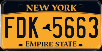 NY license plate FDK5663