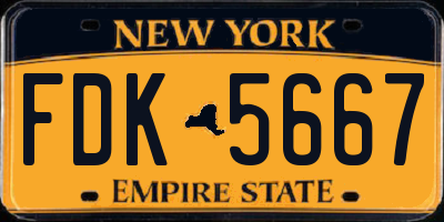 NY license plate FDK5667