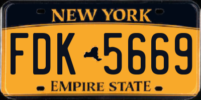 NY license plate FDK5669