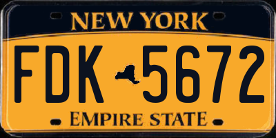 NY license plate FDK5672