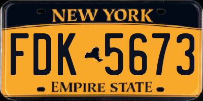 NY license plate FDK5673