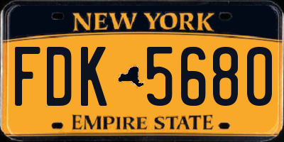 NY license plate FDK5680