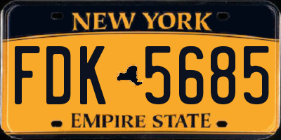 NY license plate FDK5685
