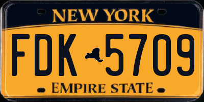 NY license plate FDK5709
