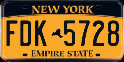 NY license plate FDK5728