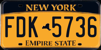 NY license plate FDK5736