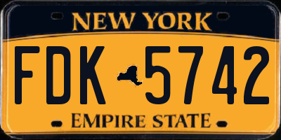 NY license plate FDK5742
