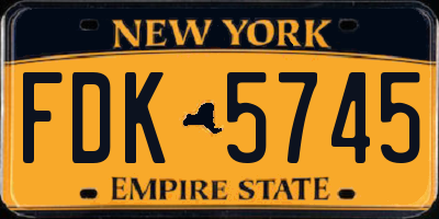 NY license plate FDK5745