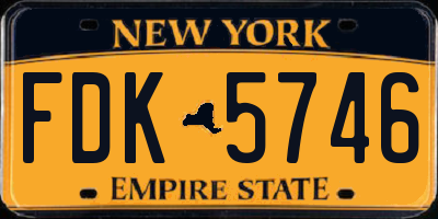 NY license plate FDK5746
