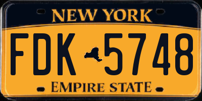 NY license plate FDK5748